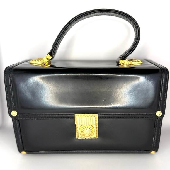 Versace Vintage Top Handle Patent Leather Tote with Gold Hardware - Picture 1 of 11